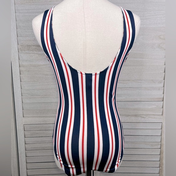 DIVIDED Striped Bodysuit Red White & Blue-Small - Picture 2 of 2